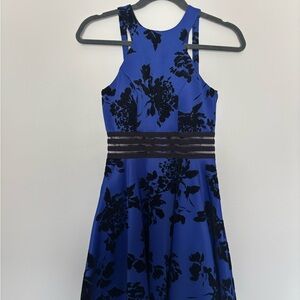 City Studio Royal Blue and Black Floral Dress